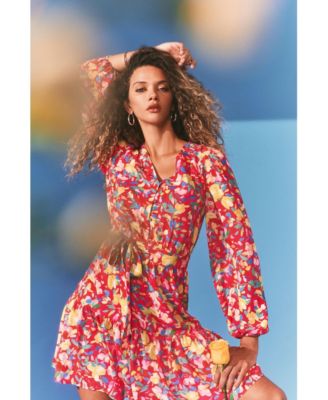 Women's Puff Sleeve Belted Dress