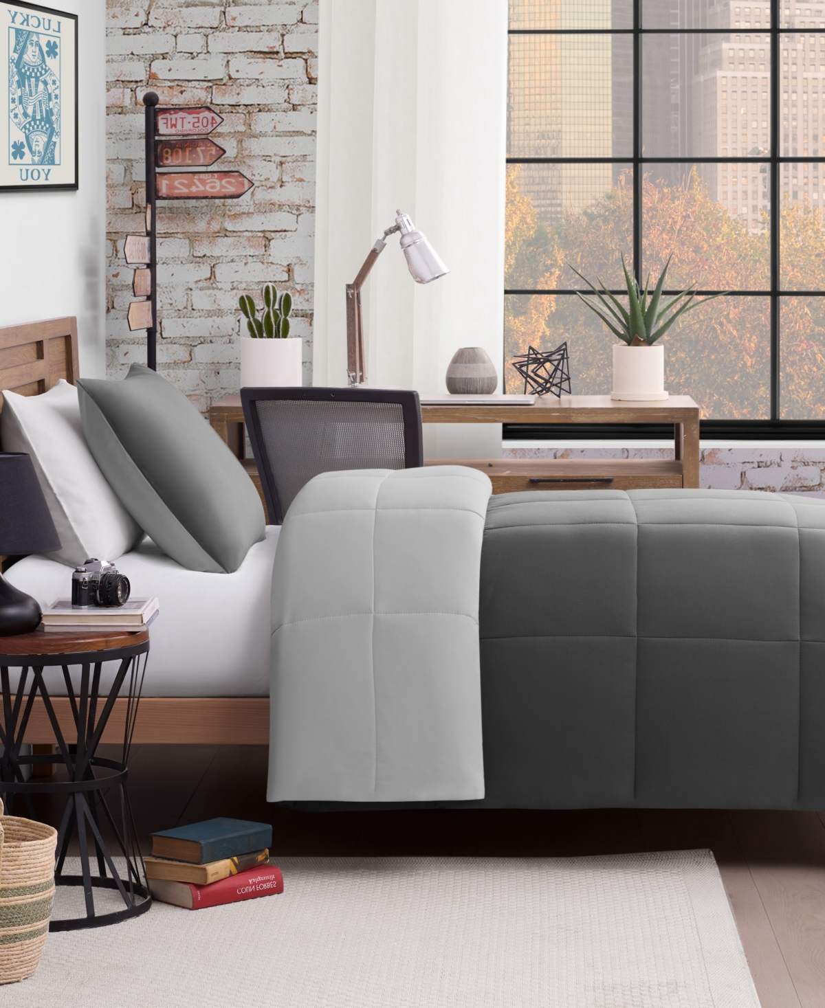 Lucky Brand Box Stitch Reversible 3-pc. Comforter Set, King In Multi
