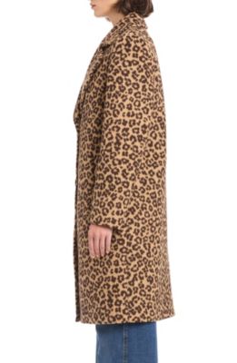 Women’s Single-Breasted Wool-Blend Boyfriend Leopard Coat