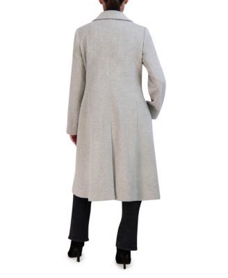 Womens Stand-Collar Single-Breasted Wool Blend Coat