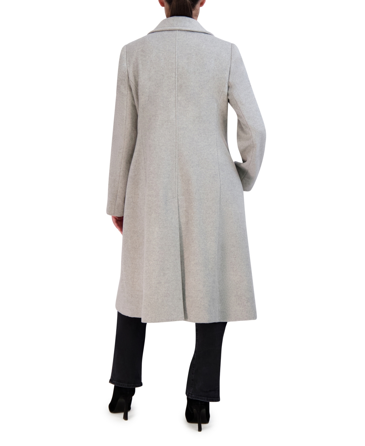 Cole Haan Womens Stand-collar Single-breasted Wool Blend Coat In Gray