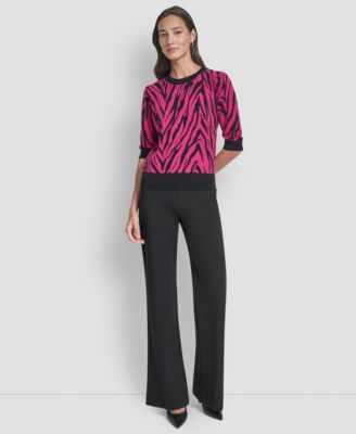 Women's Zebra Print Crew Neck Sweater