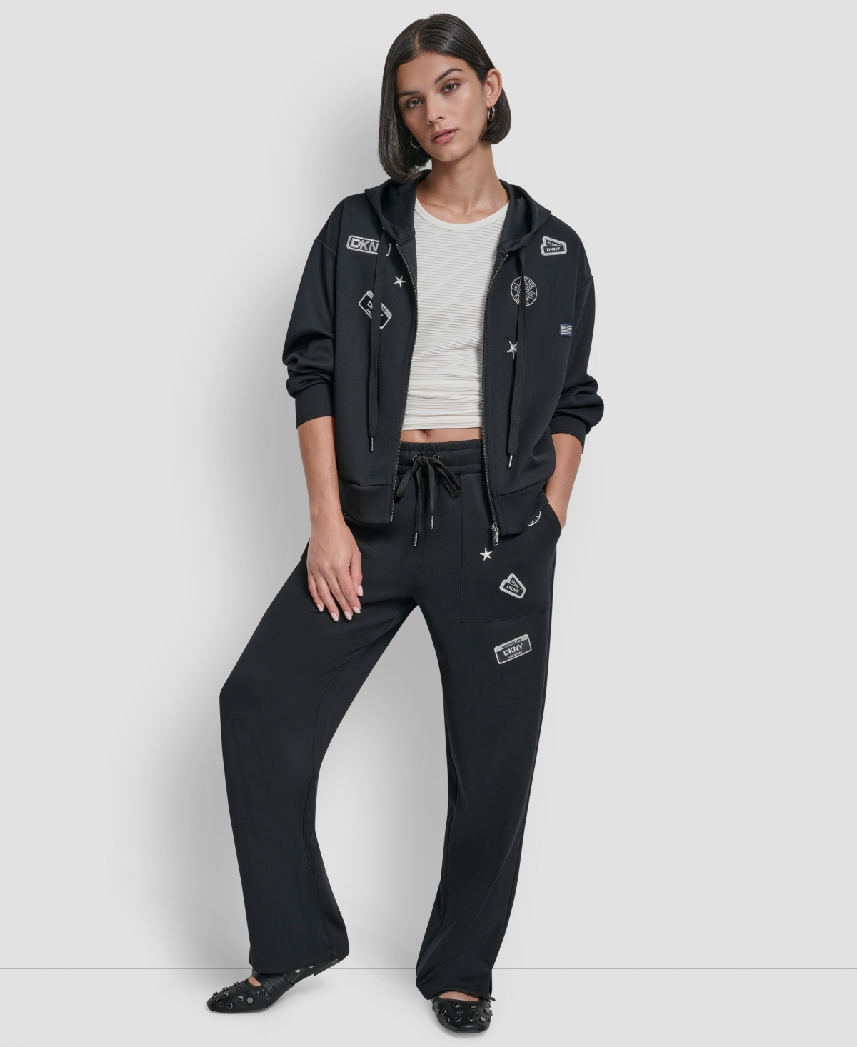 Dkny Women's Long Sleeve Zip-up Jacket In Black