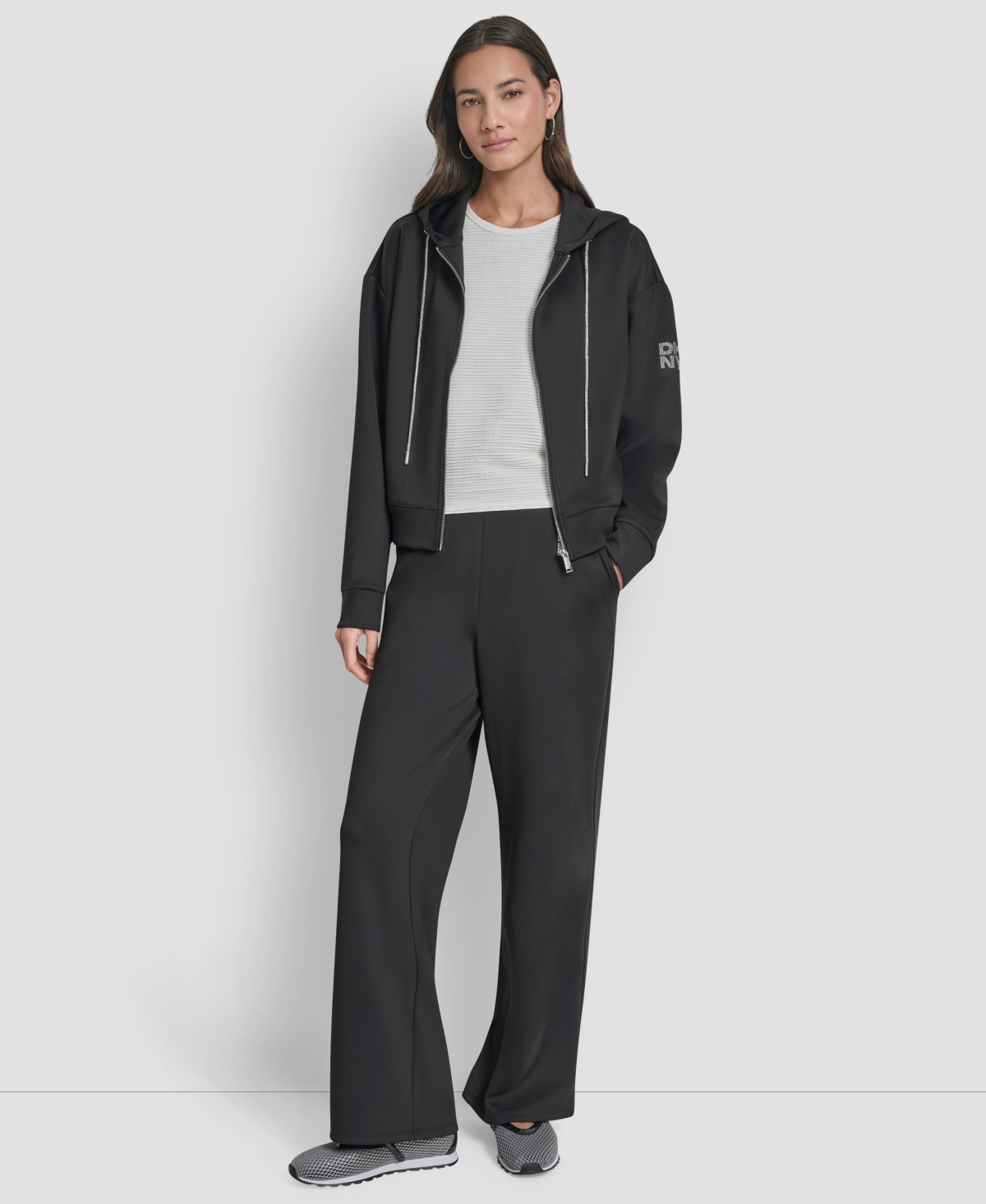 Dkny Women's Long-sleeve Scuba Zip-up Jacket In Black