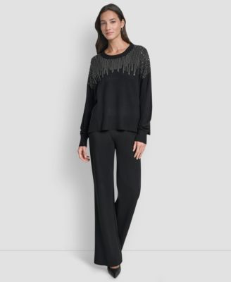 Women's Hotfix Fringe Long Sleeve Sweater