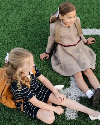 Big Girls Organic Short Sleeve Milano Sweater Dress with Collar