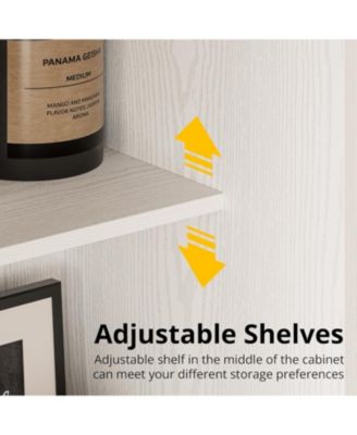 Kitchen Pantry Cabinet with Adjustable Shelves, White/Black