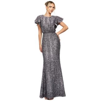 bariano black sequin dress Calista Arrow Neck Gown | Bariano main image 0