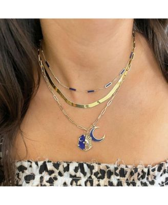Lapis Bar Chain Necklace 14K Gold