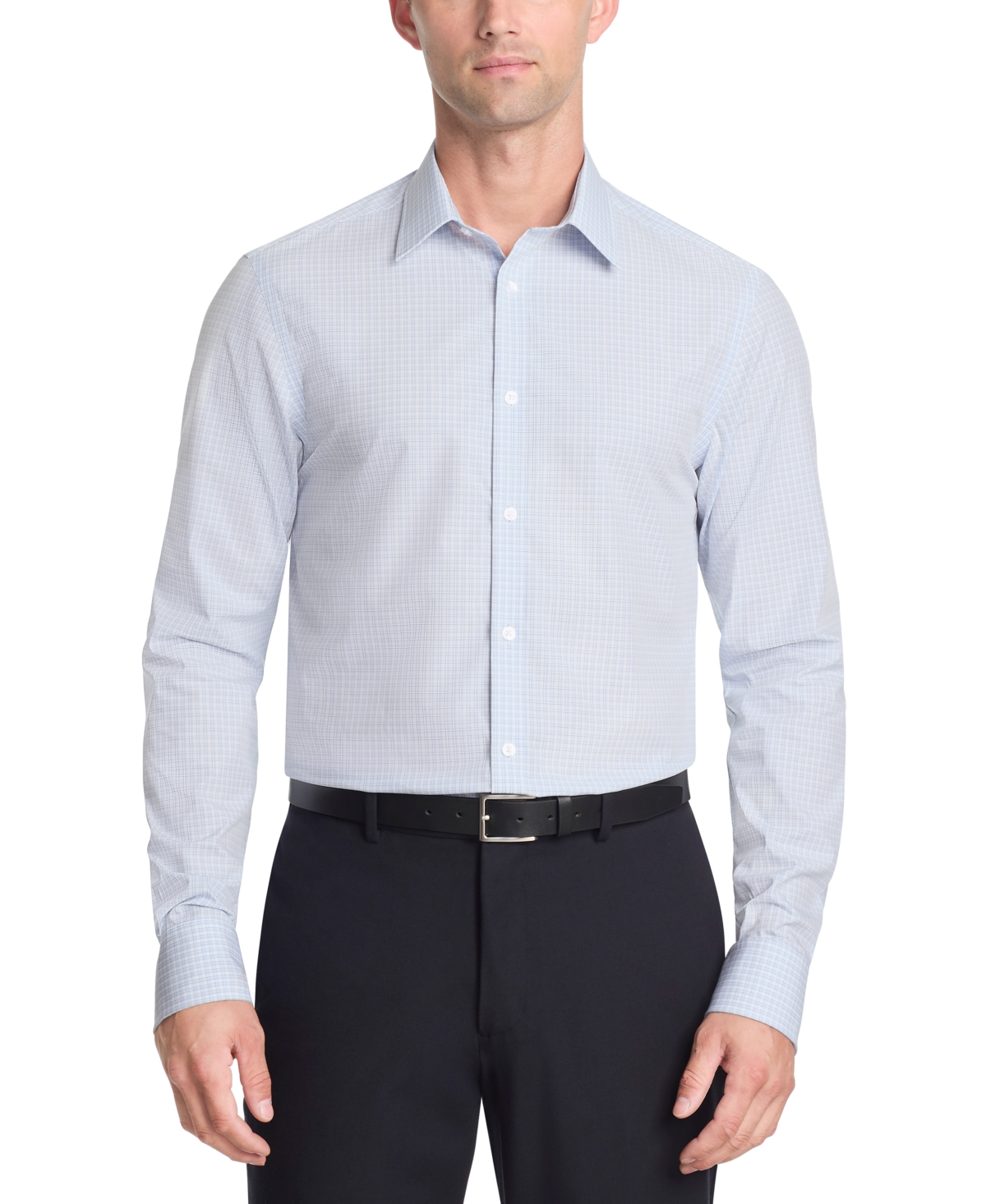 Calvin Klein Steel Dress Shirt Men Light Blue Slim Fit Button Up Fts9 In Blue