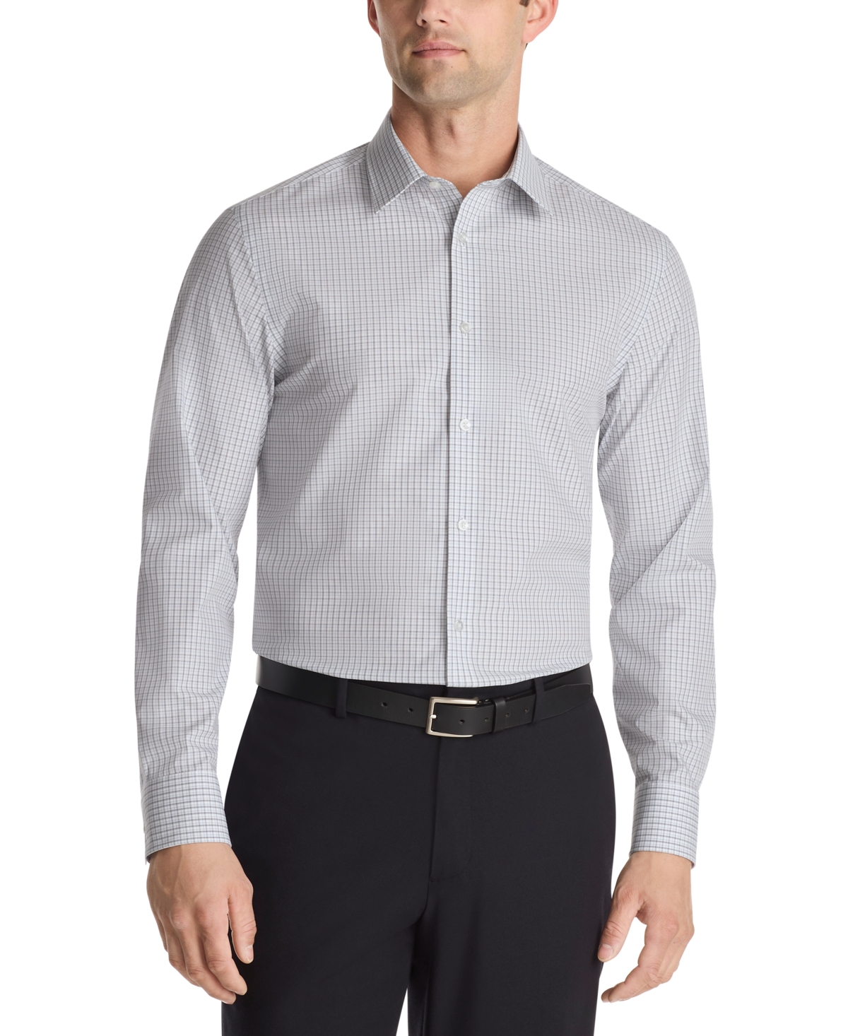 Calvin Klein Men's Multi Spread Collar Dress Shirt - Gray