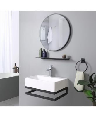 18 1/8" x 12 3/16" x 4 5/16" Wall Mount Ceramic Sink w/ One Hole Bathroom Faucet Single Handle CHR