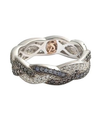 Suzy Levian Sterling Silver Cubic Zirconia Crossover Eternity Band