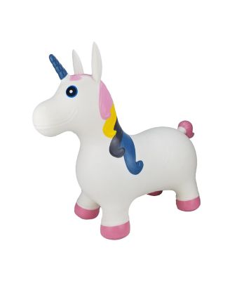Inflatable Bouncy Ride-On Hopper W/ Pump - White Unicorn