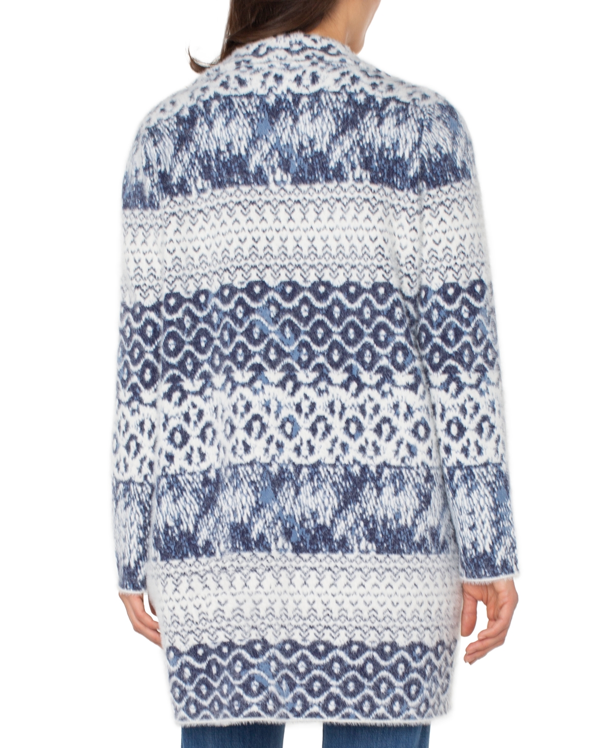 Liverpool Los Angeles Longline Open Front Jacquard Cardigan In Multi