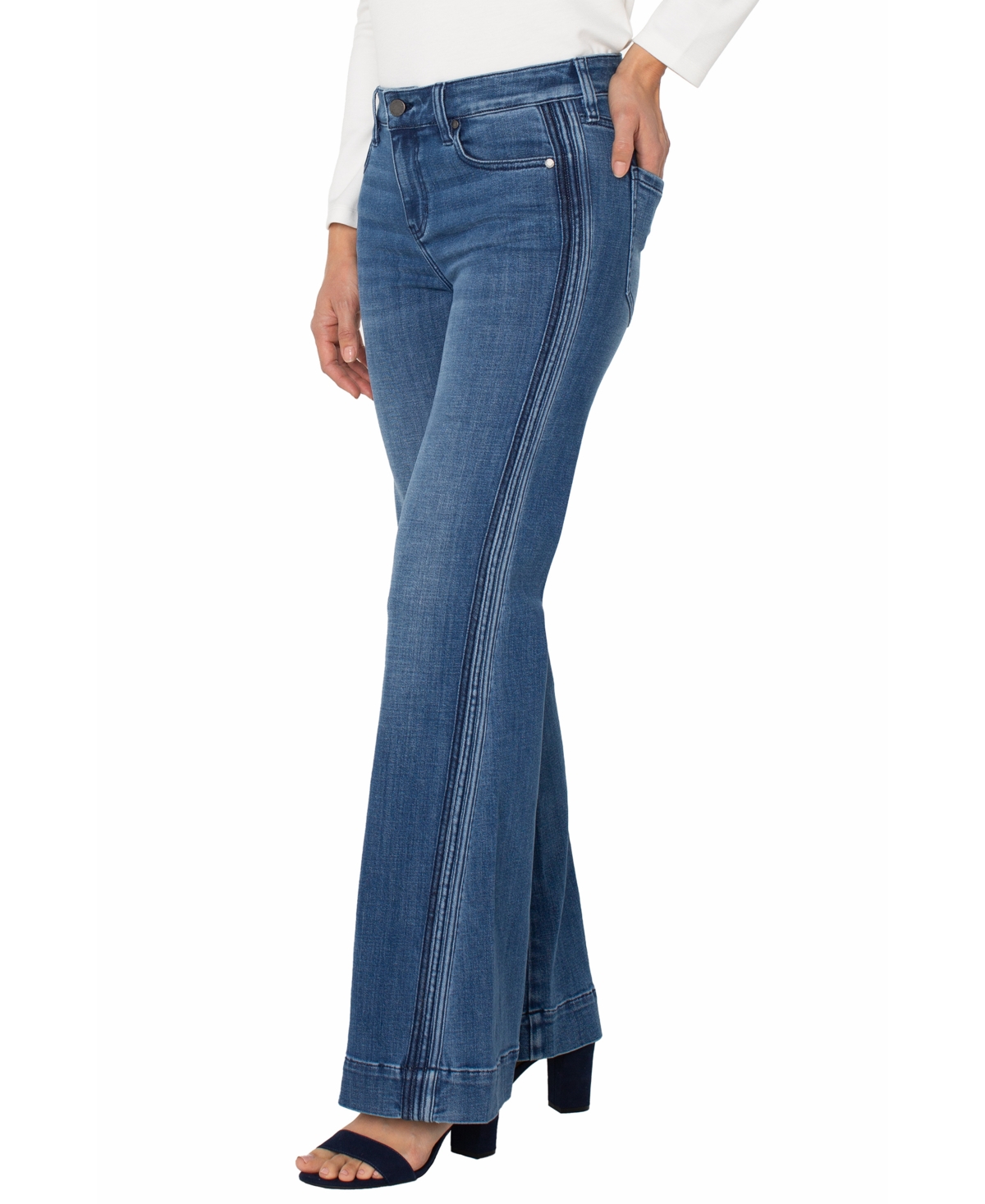Liverpool Los Angeles Women's Hannah Flare Self Trim Jeans In Blue