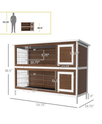 Wooden Bunny Cage w/ Dividers and Pull Out Trays for Outdoors,