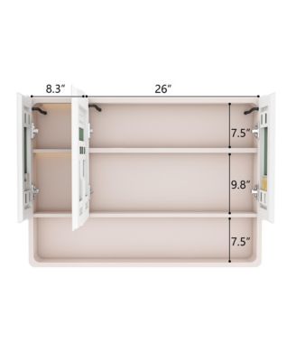 35×28 Inch Aluminum Mirror Cabinet with 3-Color LED and Defogging Feature