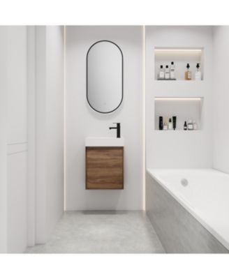 18 Inch Floating Vanity with Single Sink for Compact Bathroom Spaces