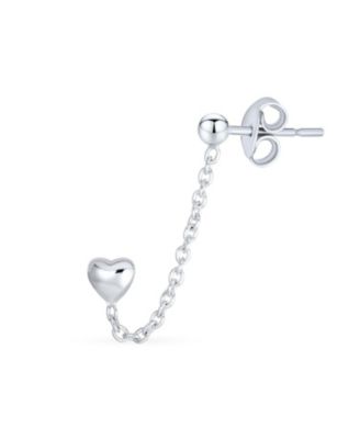 Set of 2 Love Knot Infinity Heart Ear Cuff Cartilage Chain and Stud Earrings