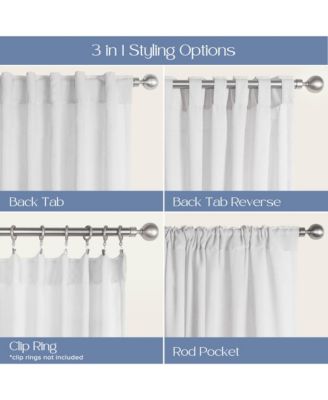 Textured Double Ruffle Rod Pocket Curtains Pair, 52"x63"