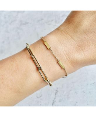 Gold Bar Chain Bracelet 14K Gold