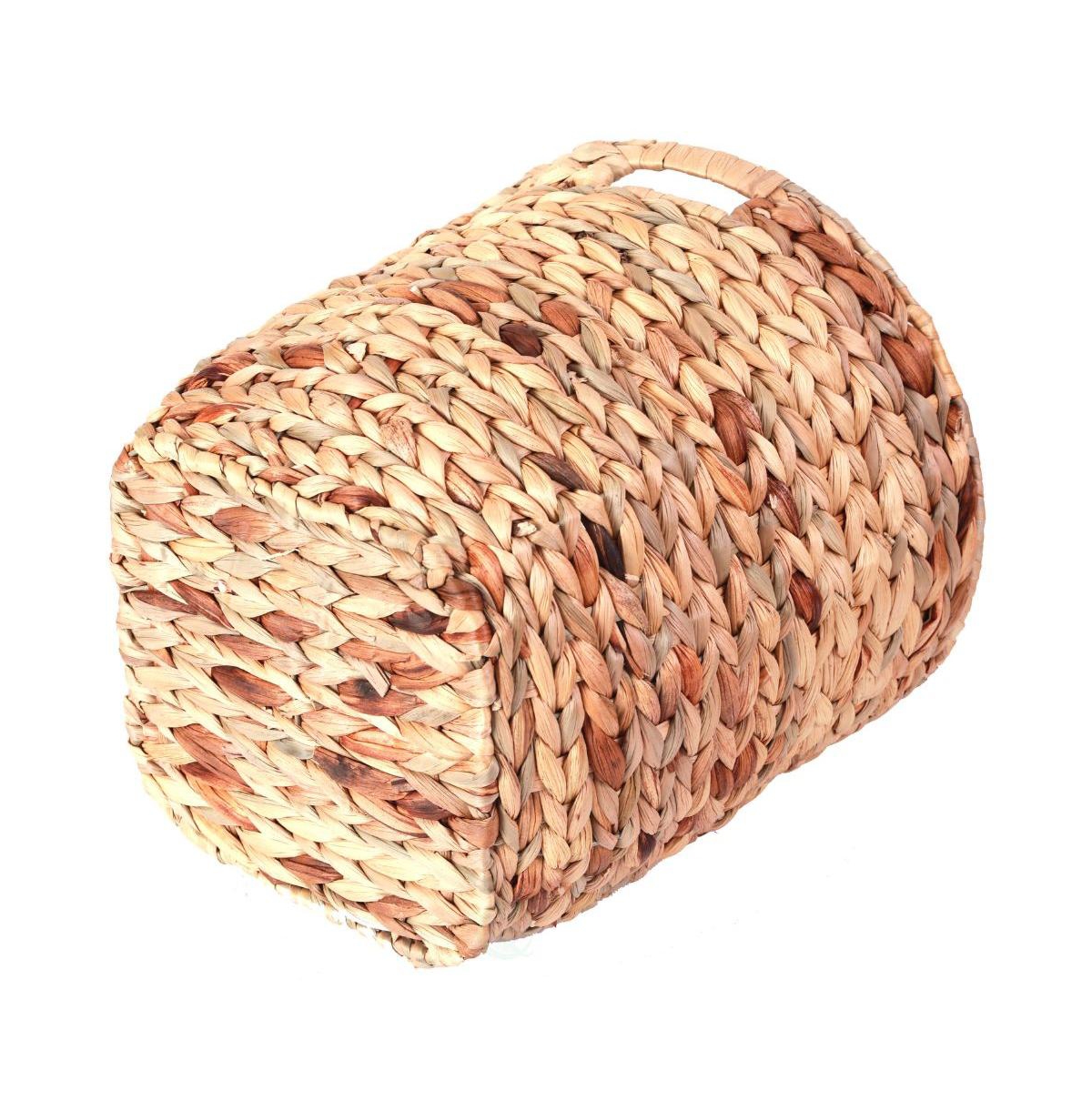 Wickerwise Large Round Water Hyacinth Wicker Basket with Handles