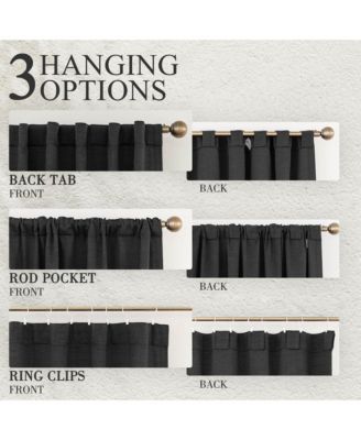 Cotton Blend Light Filtering Back Tab Curtains (2 Panels), 52"x108"