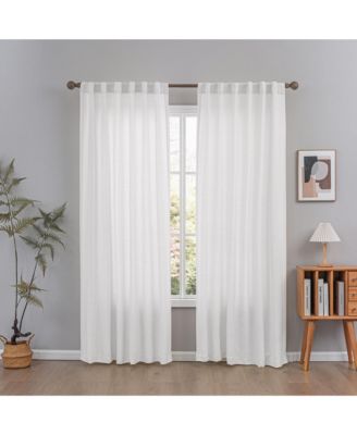 Cotton Blend Light Filtering Back Tab Curtains (2 Panels), 52"x108"