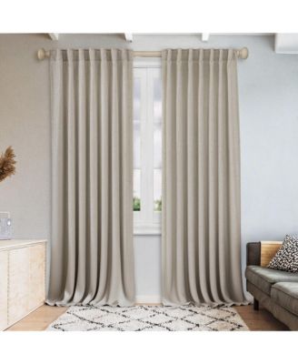 Extra Long Linen Blend Light Filtering Curtains for Living Room (2 Panels), 52"x108"