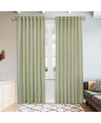Linen Blend Light Filtering Curtains for Living Room (2 Panels), 52"x84"