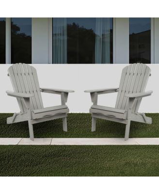 Solid Cedar Wood Folding Adirondack Chair Set of 2 with Embossed Grain