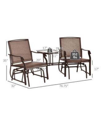 Outsunny 77 Inch 2 Person Outdoor Glider Set with Coffee Table
