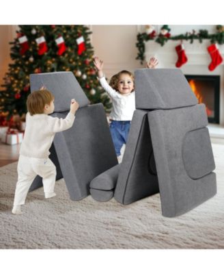 10-Piece Modular Kids Play Couch, Toddler Sofa Set with Removable Covers for Playroom