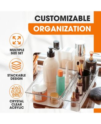 25 Piece Clear Plastic Drawer Organizer Set