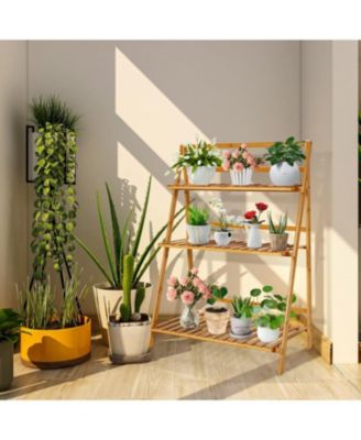 Introducing the Premium 3-Tier Bamboo Plant Stand,Durable, Space-Saving & Easy Assembly,Hanging Rack for Patio/Garden