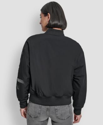 Women's Pins and Patches Long Sleeve Bomber Jacket