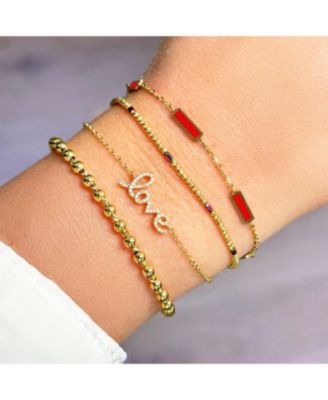 Coral Bar Chain Bracelet 14K Gold