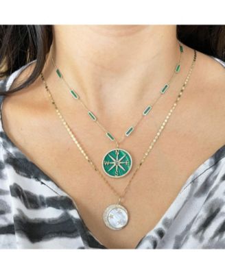 Malachite Bar Chain Necklace 14K Gold