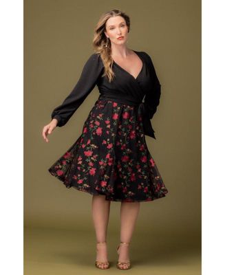 Plus Size Chelsea Embroidered Midi Cocktail Dress