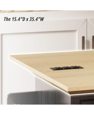 Kitchen Island Cart with Storage, Power Outlet and Drop Leaf, Black
