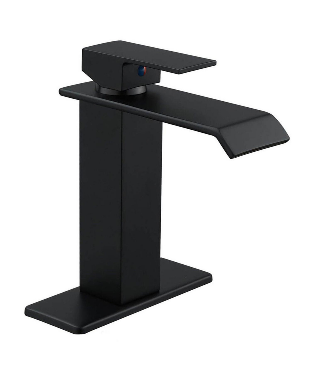 Waterfall Single Hole Single-Handle Low-Arc Bathroom Faucet With Pop-up Drain Assembly in Matte Black & Gold - Matte black