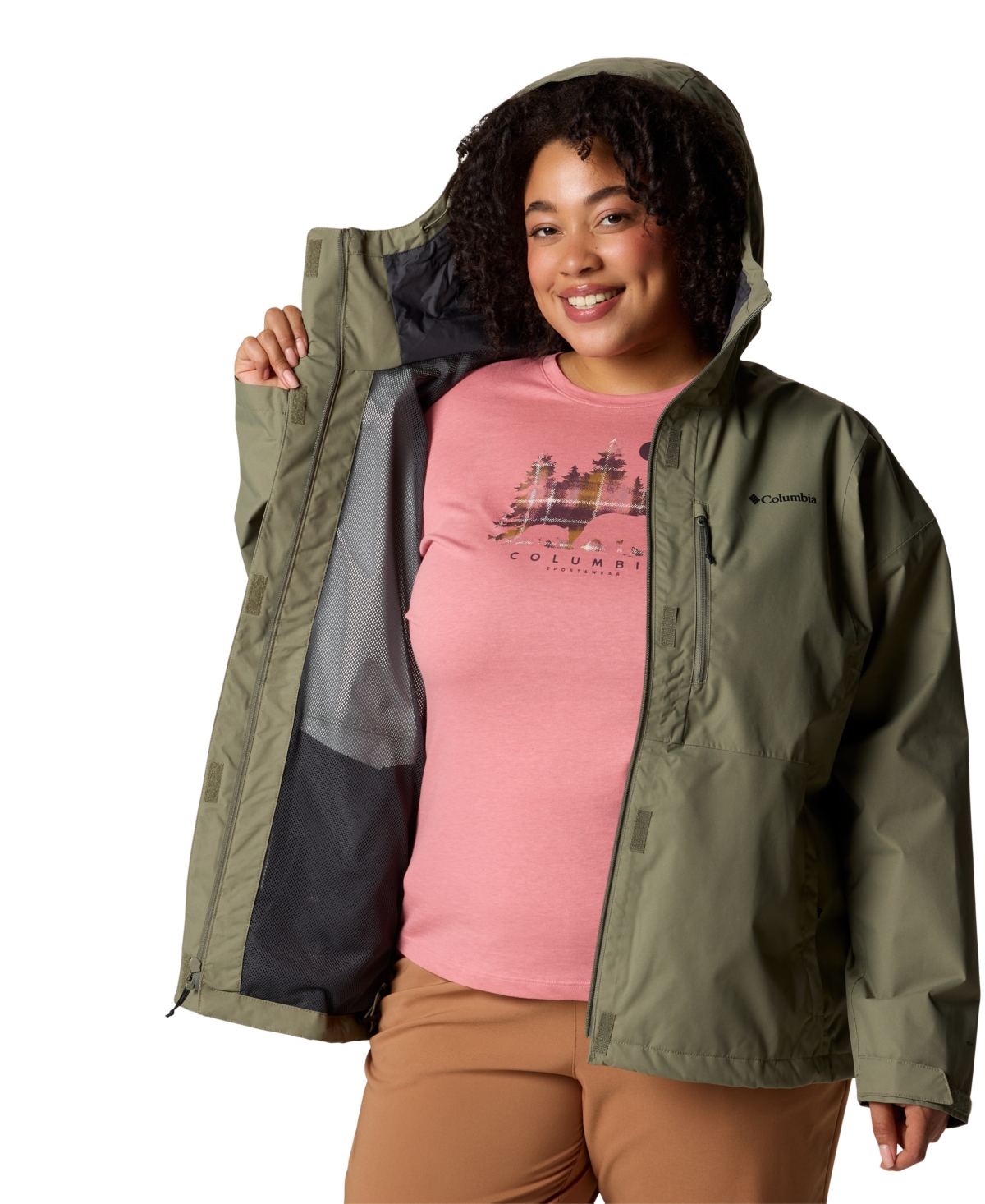 Columbia Plus Size Hikebound Ii Hooded Jacket In Green