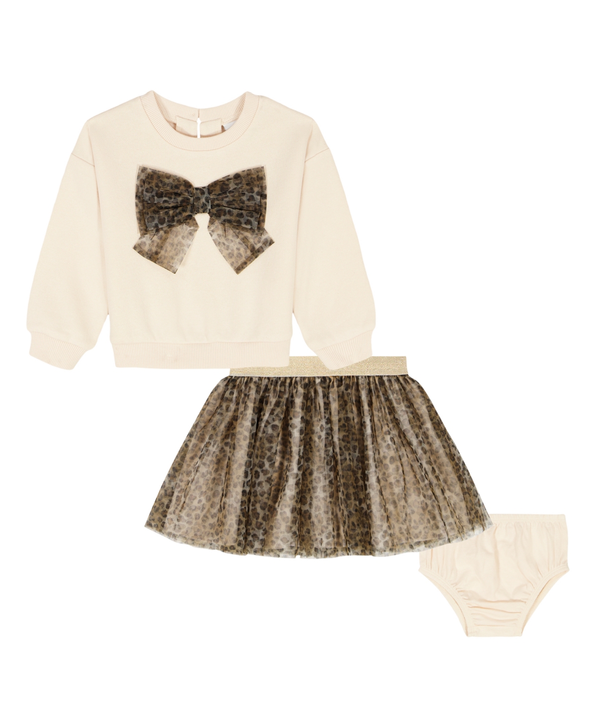 Kids Headquarters Toddler And Little Girls 3-piece Printed Skirt, Top And Bloomer Set In Gold
