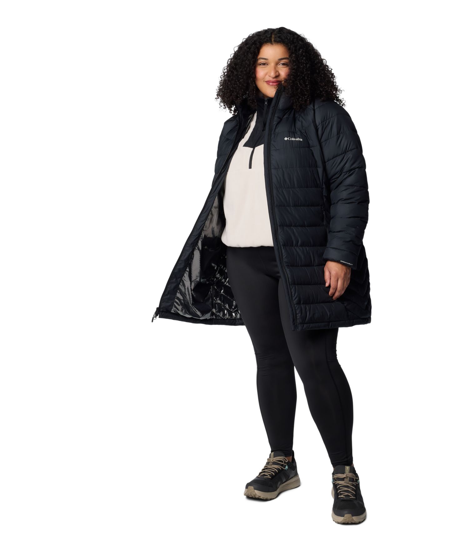 Женское пальто Columbia Plus Size Powder Lite II Mid, цвет: Чёрный — фото 2