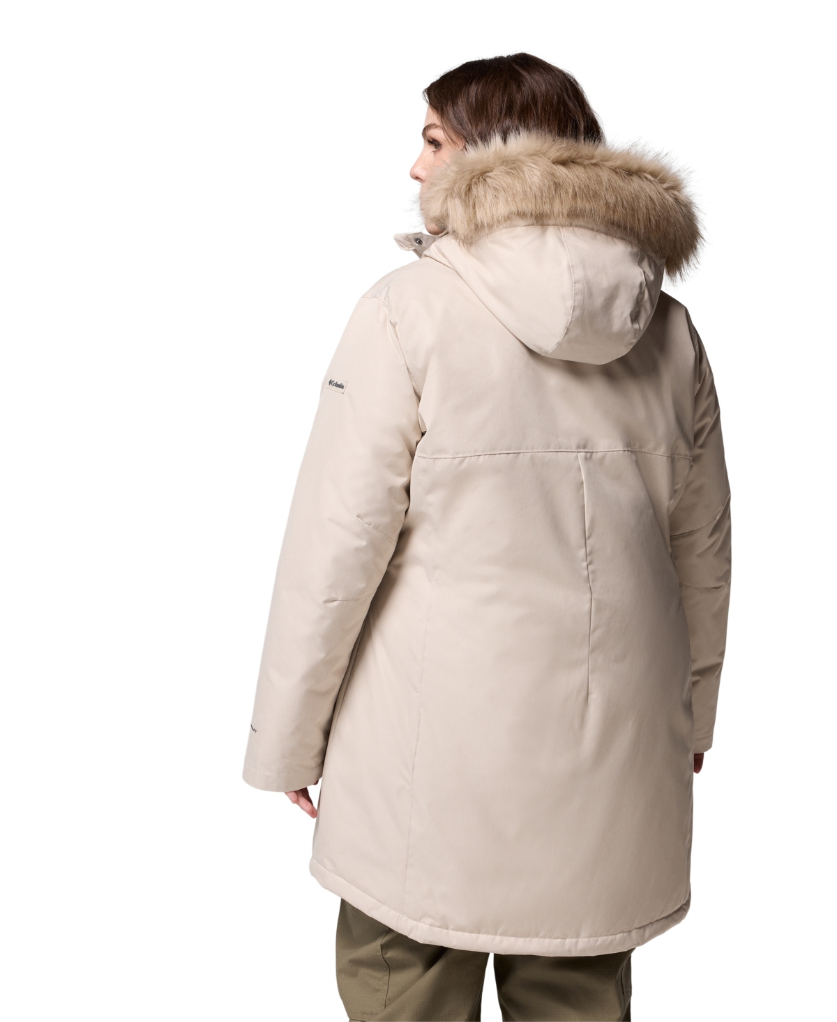 Columbia Plus Size Suttle Mountain Hooded Faux-fur-trim Long Insulated Coat In Nude
