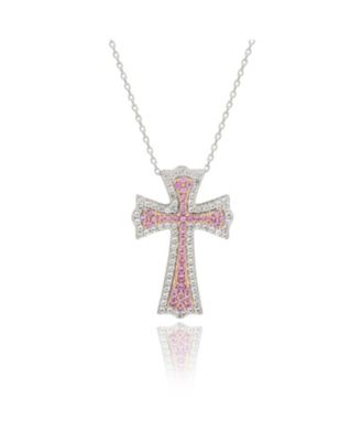 Suzy Levian Sterling Sapphire & Created Sapphire Cross Pendant