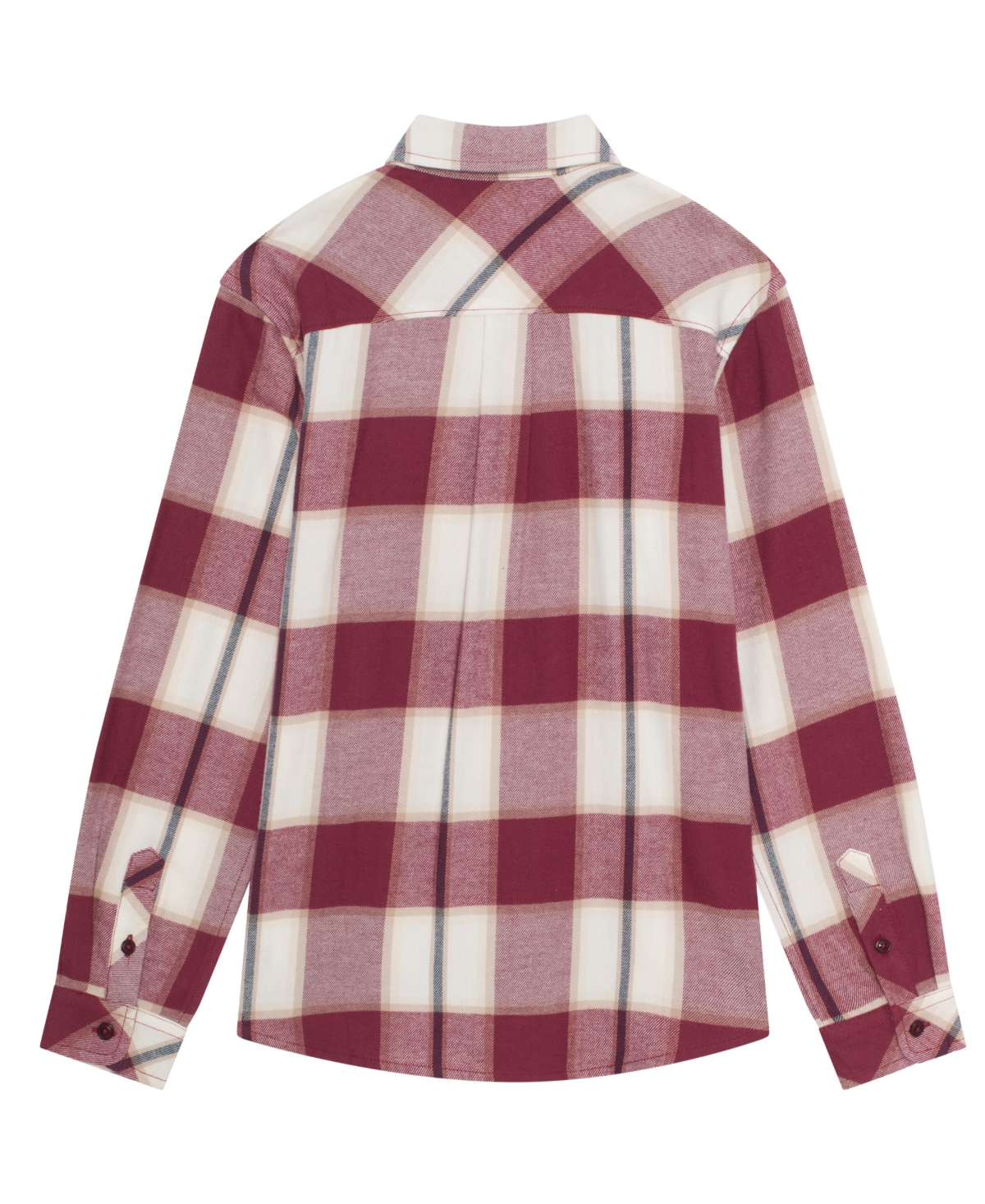 B By Brooks Brothers Big Boys Plaid Long Sleeve Shirt In Burgundy