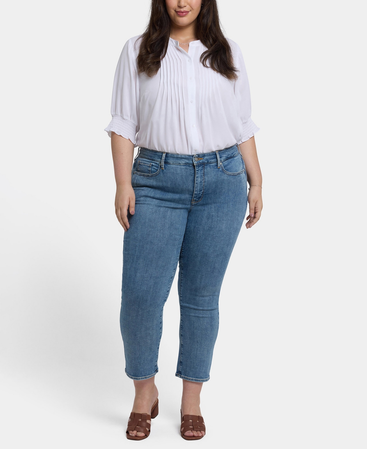 Nydj Plus Size Marilyn Straight Ankle Jeans In Blue