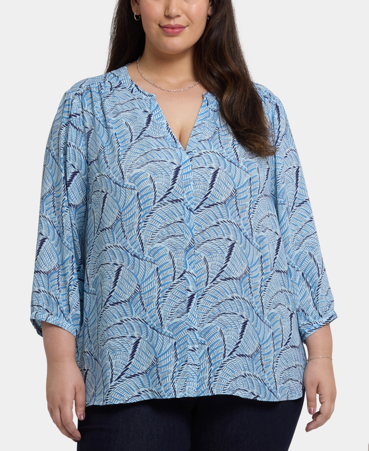 Nydj Plus Size Pintuck V-neck Top In Multi